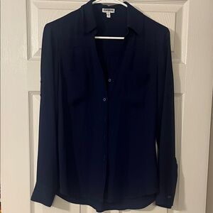 Express Navy Blue Button-Down Shirt